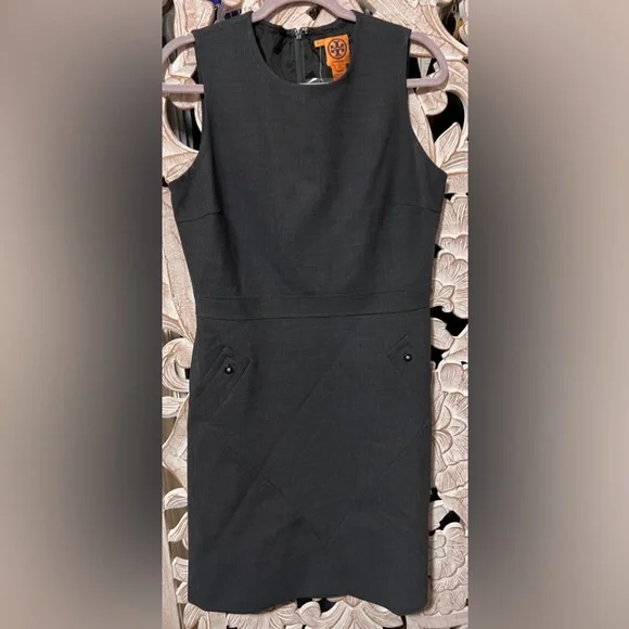 NWT Sleeveless Wool Blend Black Tory Burch Dress W/ Pockets - 12 - Picture 2 of 6